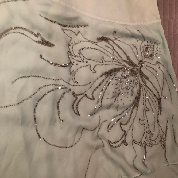 100% Silk Teal Asymmetric Skirt - Picture 3 of 6